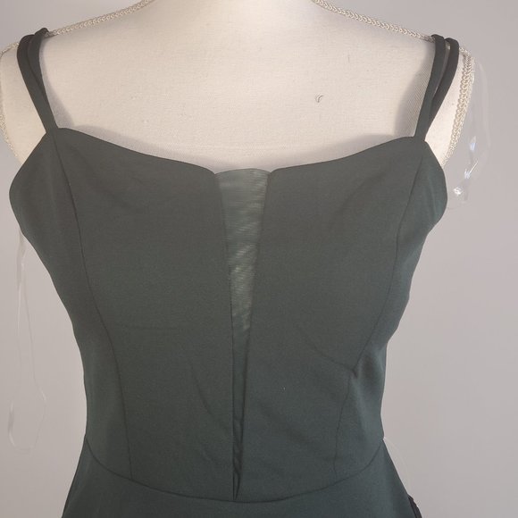 Teeze Me Juniors Illusion Fit Flare Dress, Green - Picture 3 of 6